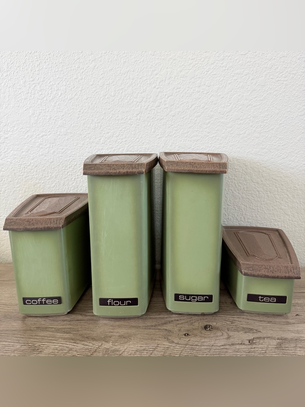 Vintage Lincoln Beautyware Canister Set Of 4 Avocado Green COMPLETE 4 Lids MCM